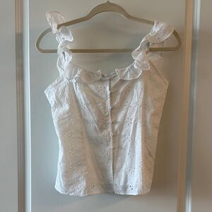 H&M White Eyelet Ruffle Blouse